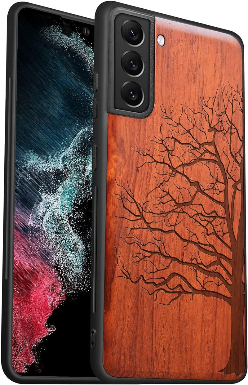 Carveit Hülle für Galaxy S22 Plus Case [Elegante Rosenholz] [Weich TPU Stossstange] Stossfeste Handy