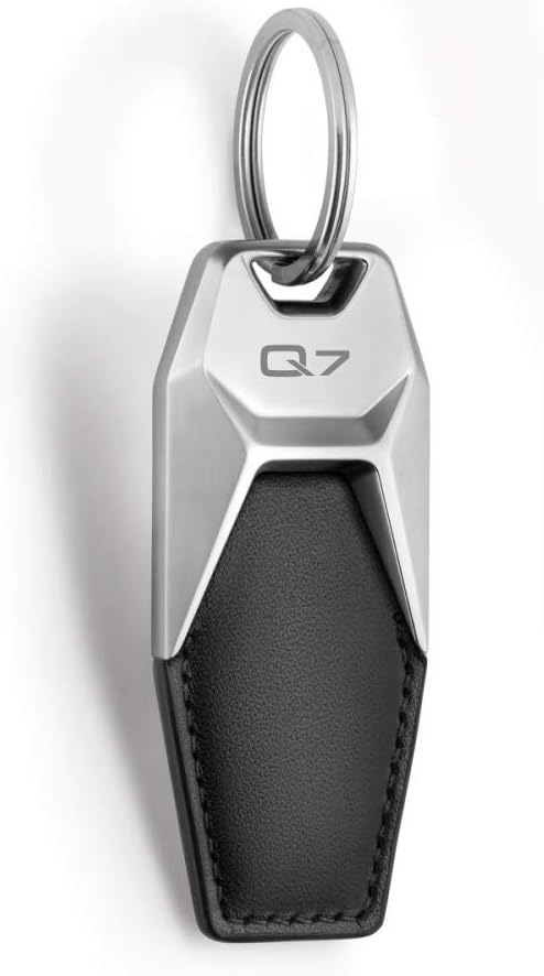 Audi 3181900617 Schlüsselanhänger Metall Leder Anhänger Keyring Gravur, mit Q7 Schriftzug Single, Si