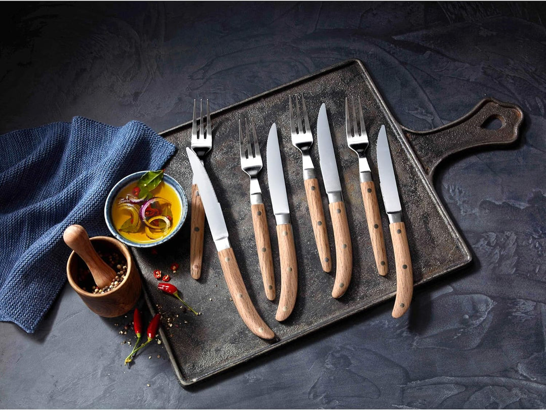 WMF Ranch Steakbesteck 8-teilig, für 4 Personen, Besteck Set, Steakgabel, Steakmesser, Spezialklinge