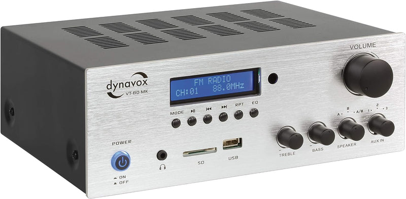 Dynavox Stereo Kompakt-Verstärker VT-80 MK, 4 schraubbare Lautsprecher-Anschlüsse, Fernbedienung für