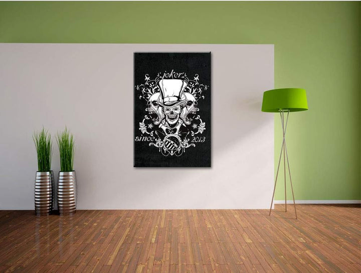 Dark Joker black Leinwandbild Bild auf Leinwand, XXL riesige Bilder fertig gerahmt mit Keilrahmen, K