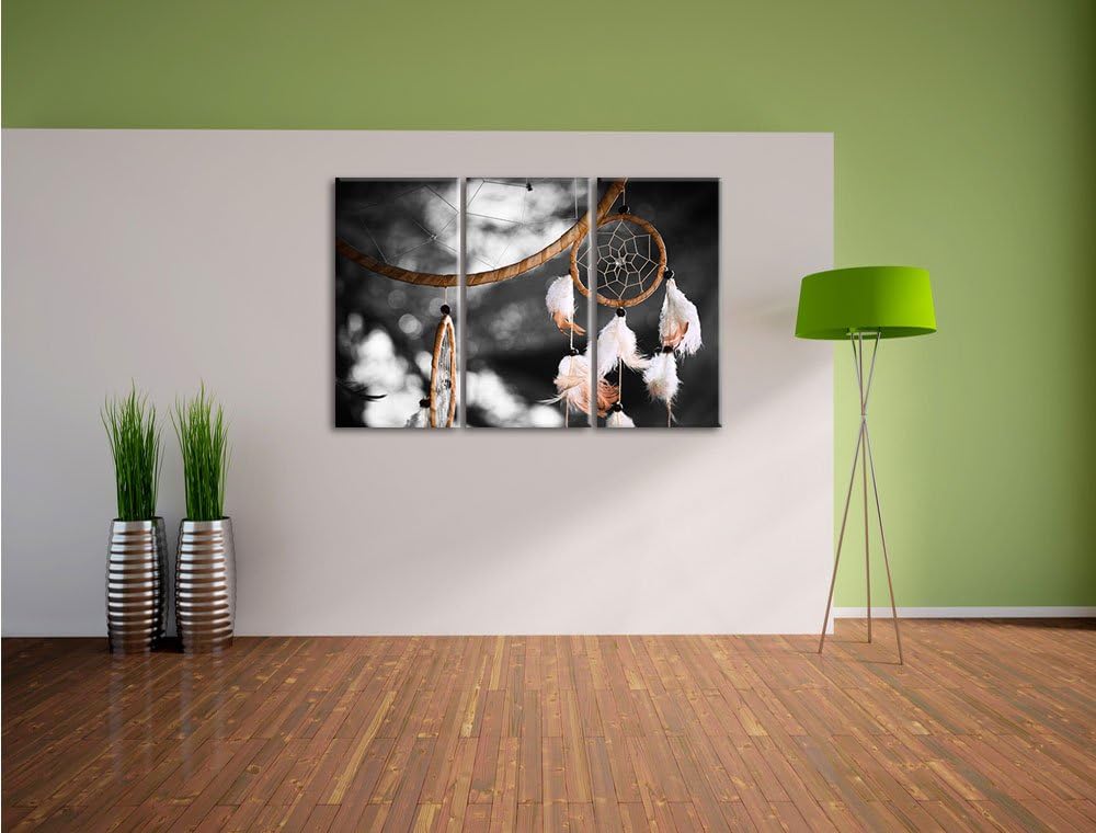 Pixxprint Traumfänger als Leinwandbild/Grösse: 3 Teilig (120x80 cm) cm/Wandbild/Kunstdruck/fertig be