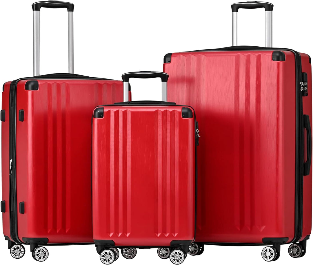 Merax Koffer Set 3-teilig, Hartschalen-Koffer Trolley Rollkoffer Reisekoffer Handgepäck, TSA Zollsch