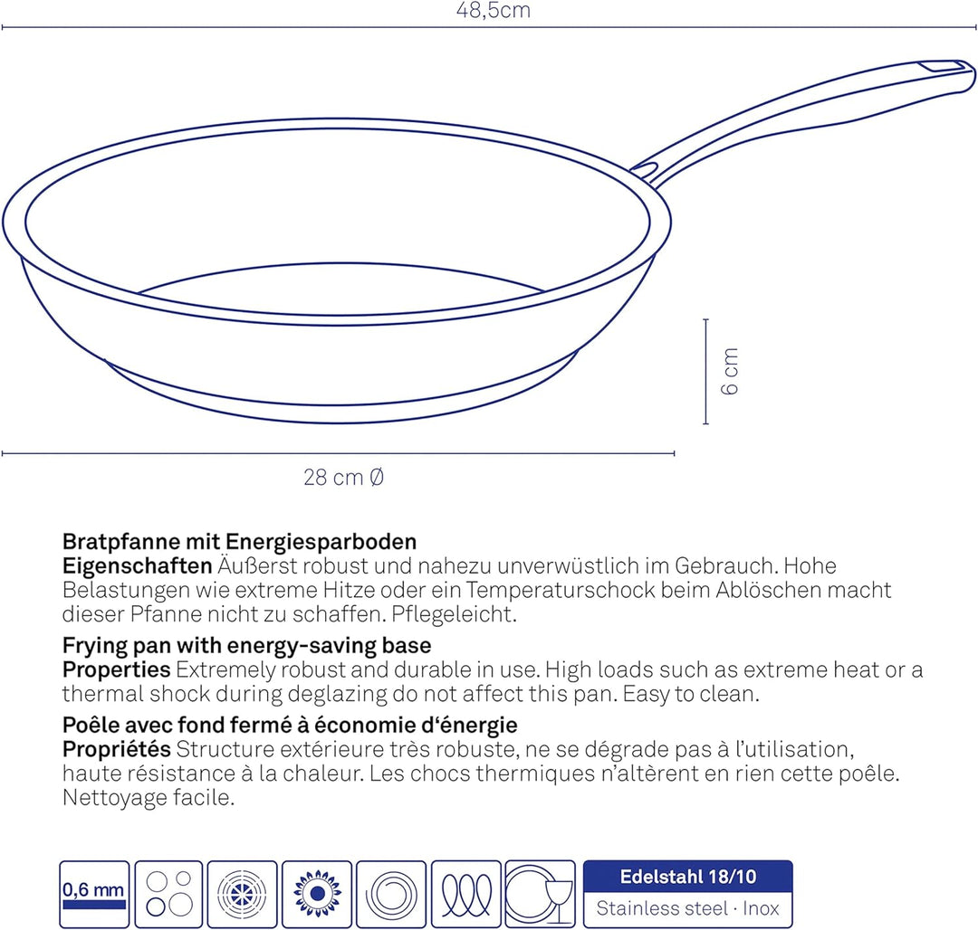 Kela 10189 Flavoria Bratpfanne, 18/8 Stainless Steel, 2.2 liters, Silber Glänzend 28 cm, 28 cm