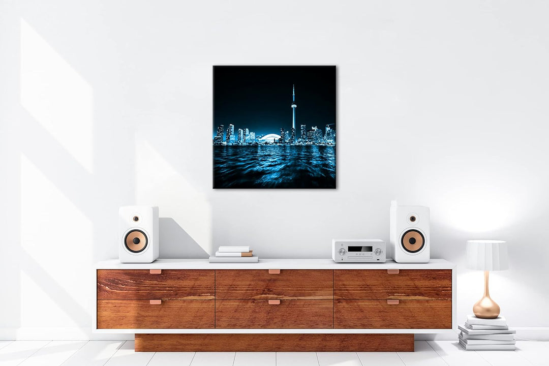 deyoli farbenfrohe Küste von Toronto Format: 70x70 Effekt: Monocrome Blau als Leinwand, Motiv fertig