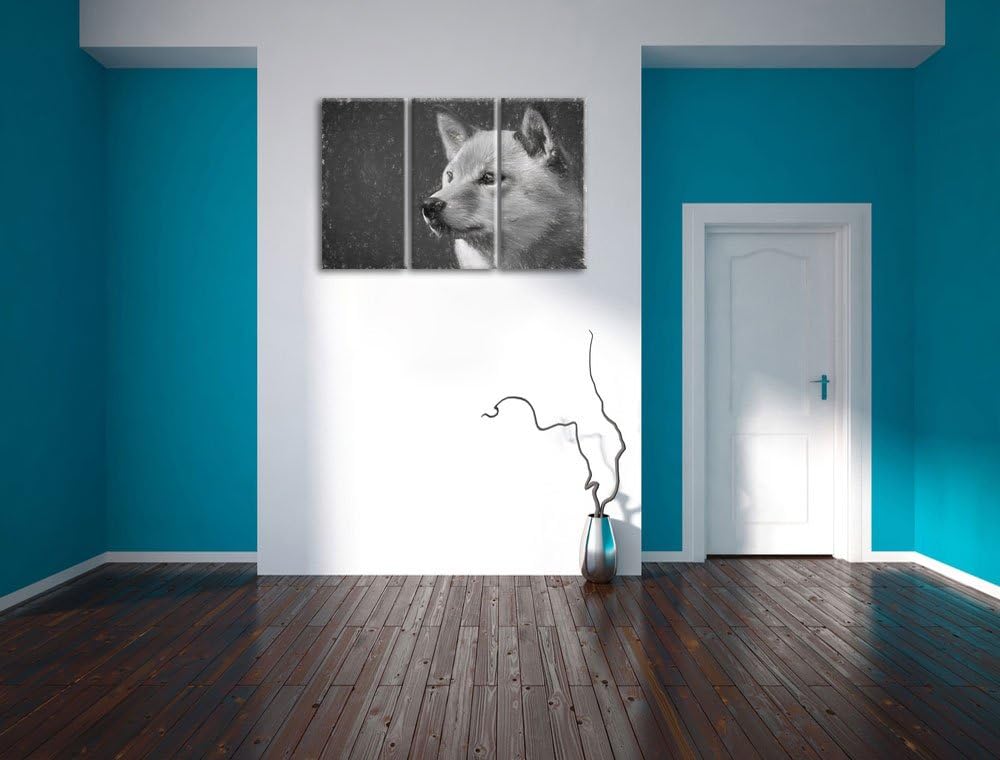 anmutiger Finnen-Spitz im Gras NewArt 3-Teiler Leinwandbild 120x80 Bild auf Leinwand, XXL riesige Bi