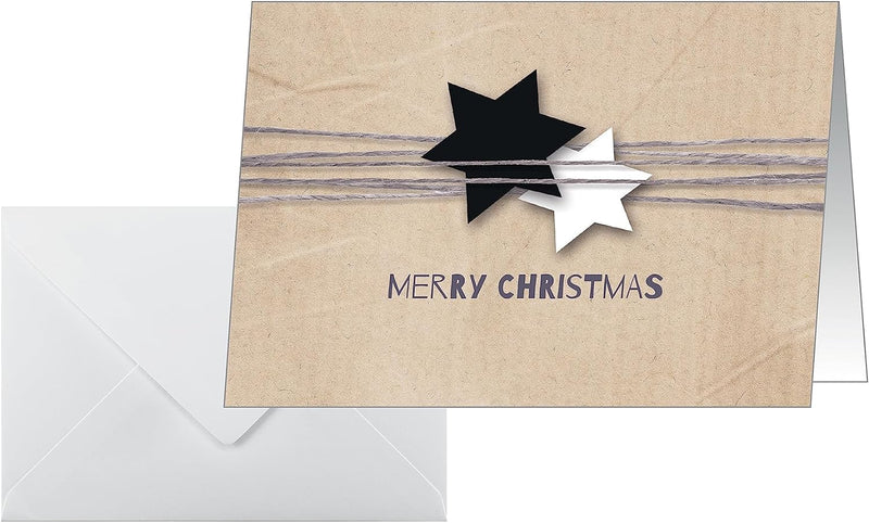 SIGEL DS079 Weihnachts-Karten Set mit Umschlag | Kraftpapier-Optik | A6 | 25 Stück "Christmas Wrappi