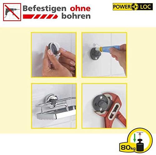 WENKO Power-Loc® LED Wandspiegel Lumi, Kosmetikspiegel zum Befestigen ohne Bohren, 5-fach Vergrösser