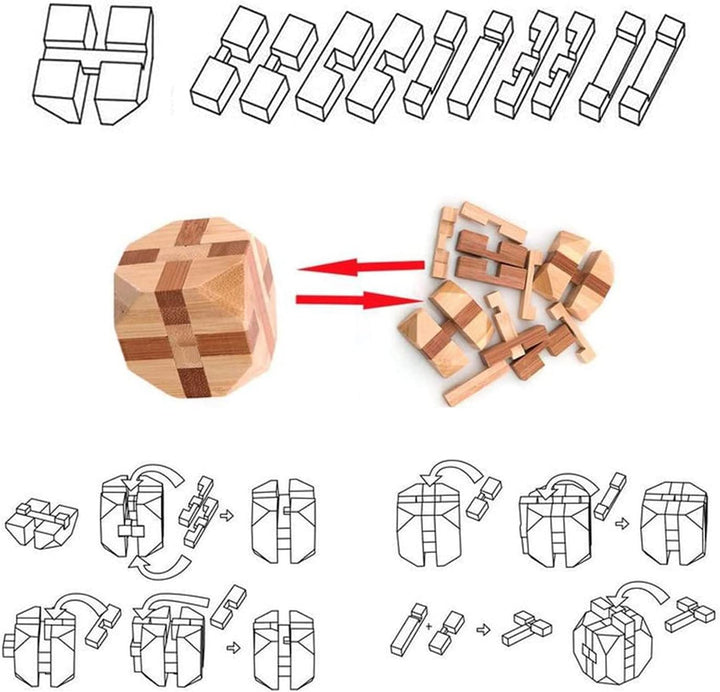 Holzsammlung 12 Stück Knobelspiele Holz, Geschicklichkeitsspiel Holz, Logikspiele IQ Spiele Geduldsp