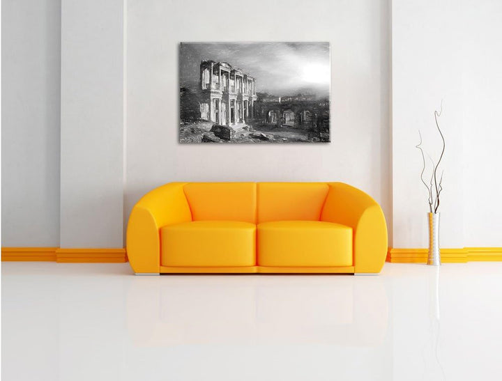 Pixxprint alte Tempelruine Kunst als Leinwandbild/Grösse: 100x70 cm/Wandbild/Kunstdruck/fertig bespa