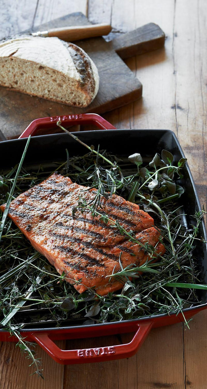 Staub 40511-729-0 Grillpfanne, rechteckige mit zwei Griffen, 23 cm, Gusseisen, grau Grau 32 x 30 x 4