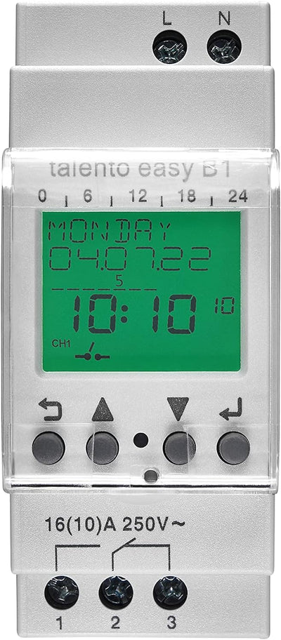 GRÄSSLIN 03.61.0001.1 talento Easy B1 – Digitale Zeitschaltuhr mit Jahresprogramm I 1-Kanal I 50 Spe