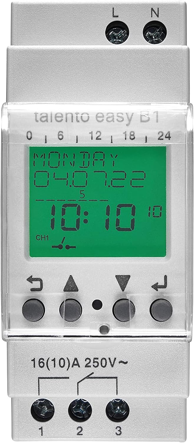 GRÄSSLIN 03.61.0001.1 talento Easy B1 – Digitale Zeitschaltuhr mit Jahresprogramm I 1-Kanal I 50 Spe