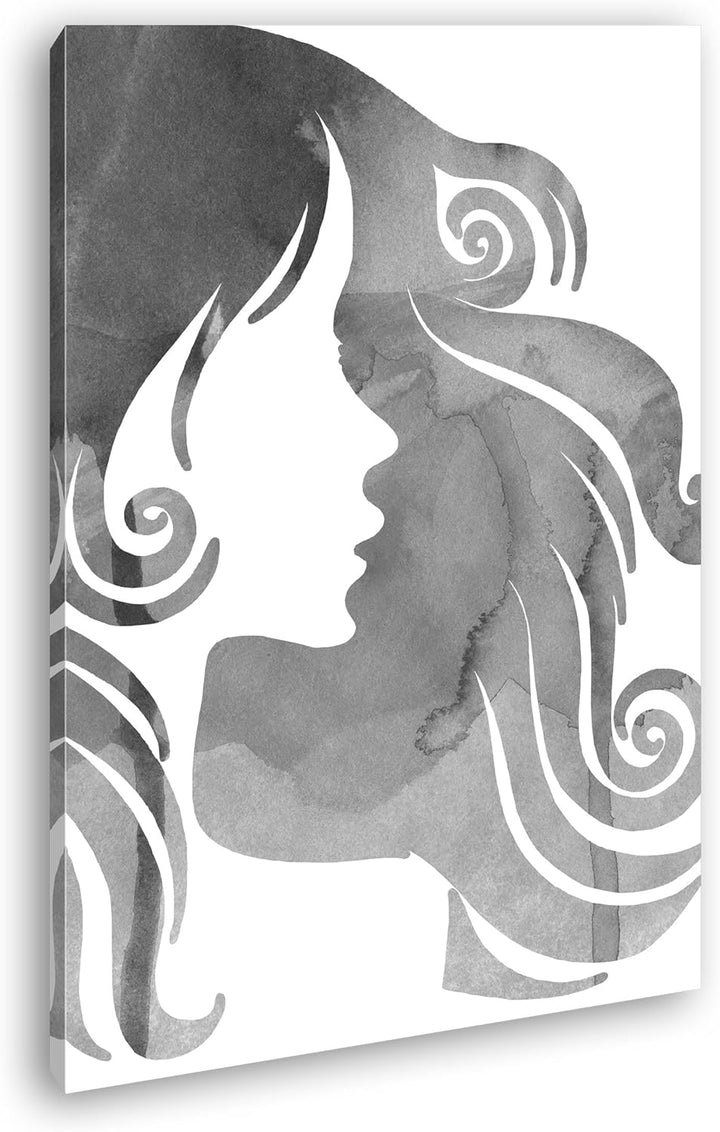 deyoli Bewegende Frauenkopf Illustration Effekt: Schwarz/Weiss im Format: 80x60 als Leinwandbild, Mo