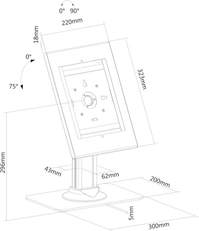 PureMounts PDS-5910 Standfuss mit abschliessbarem Stahlgehäuse für Tablets Apple iPad 9.7" / iPad 10