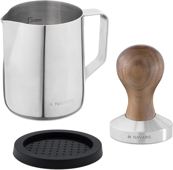 Navaris Espresso Tamper für Kaffee 51mm - Stempel Stampfer aus Edelstahl mit Holzgriff - Kaffeestamp