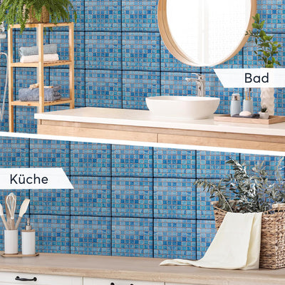 Aufkleber für Fliesen I Fliesensticker Vinyl Mosaikfliesen I Selbstklebende Dekorfolie zur Wandgesta