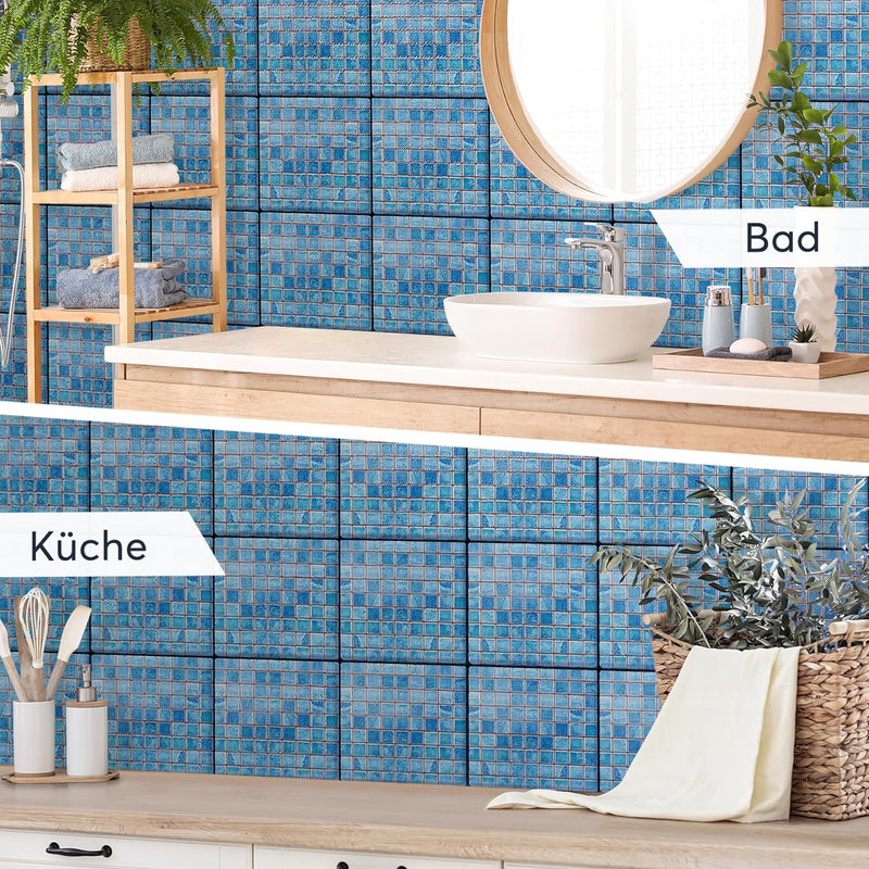 Aufkleber für Fliesen I Fliesensticker Vinyl Mosaikfliesen I Selbstklebende Dekorfolie zur Wandgesta
