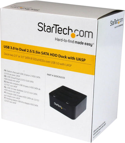 StarTech.com 2-fach USB 3.0 Festplatten Dockingstation mit UASP für 2,5/3,5 Zoll SSD / HDD, Serial-A