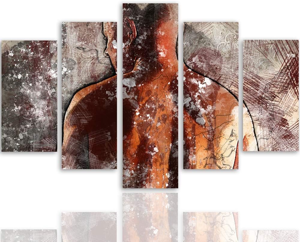 Feeby Leinwandbild 5 Teilig Abstraktion Bild Wanddeko Mann Körper braun 150x100 cm Leinwandbild 150x