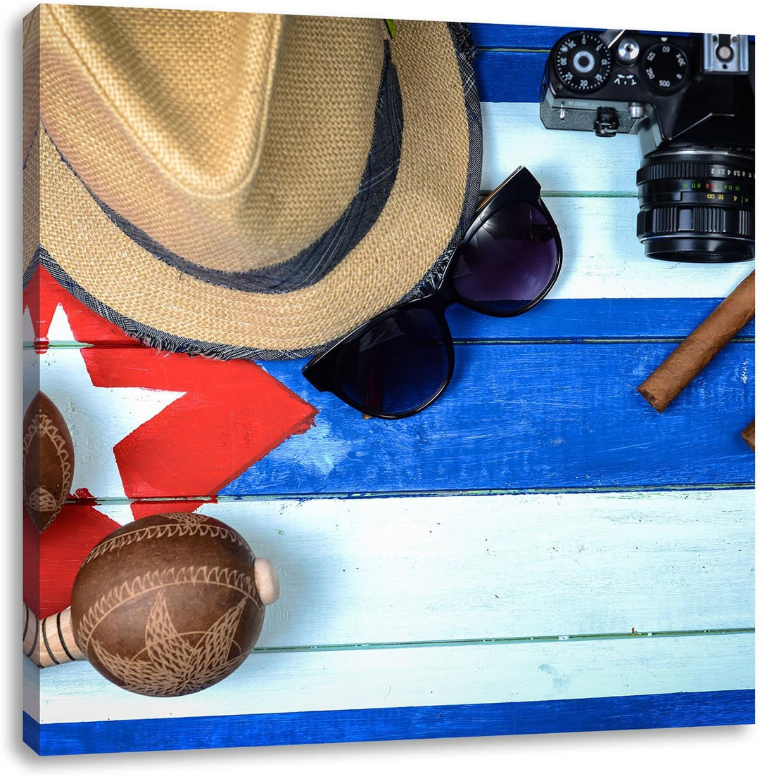 Pixxprint Kuba Stillleben, Format: 70x70 auf Leinwand, XXL riesige Bilder fertig gerahmt mit Keilrah