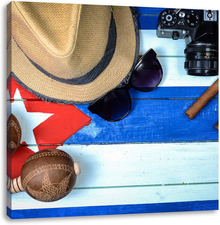 Pixxprint Kuba Stillleben, Format: 70x70 auf Leinwand, XXL riesige Bilder fertig gerahmt mit Keilrah