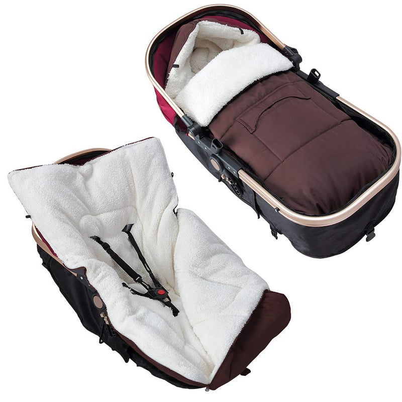 MONZANA® Baby Fusssack mit Reflektoren verschliessbares Kopfteil Sicherheitsgurt Kinderwagen Winter