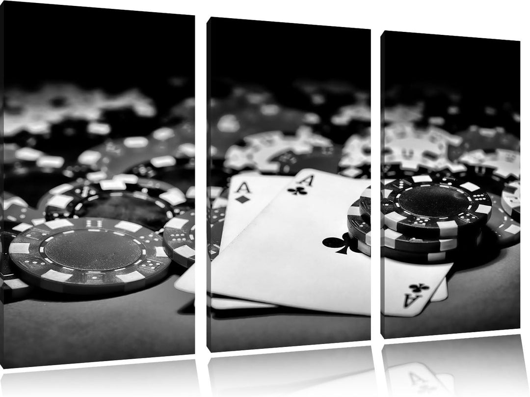 Pixxprint Spielkarten als Leinwandbild | Grösse: 3 Teilig (120x80) | Wandbild| Kunstdruck | fertig b