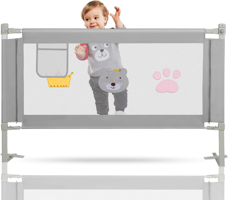 Vigevee 180 cm Kinder bettgitter, Bettschutzgitter Höhenverstellbar, Rausfallschutz Bett für Kinder,