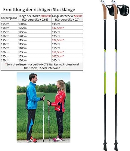 Swix CT4 Nordic Walking Stock Lime Carbon Tech mit Just Go Sport Spitze 1 Paar 130cm