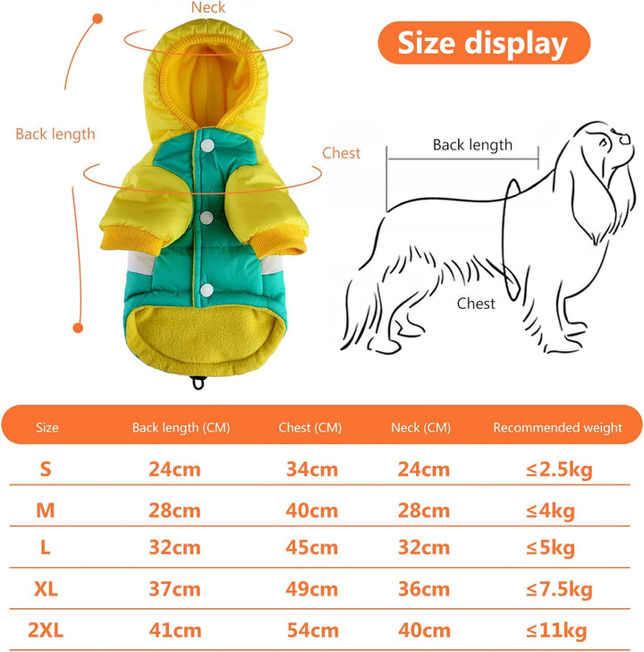PETCUTE Hund Wintermantel Winterjacke mit Kapuze, Hundemantel mit Knopfverschluss,Verstellbar Hundej