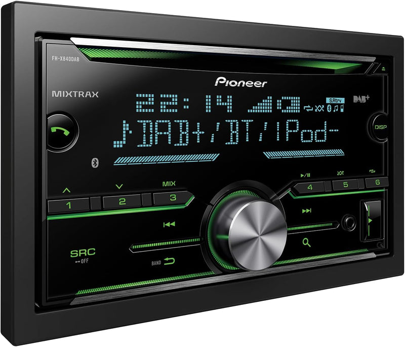 Pioneer FH-X840DABAN Doppel DIN DAB CD-Tuner, Bluetooth und Mixtrax schwarz inkl. DAB-Antenne Inkl.