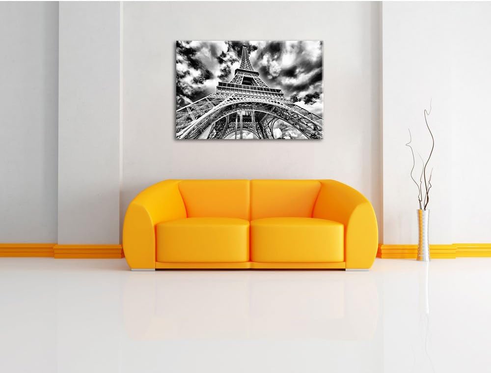 Monocrome, Prächtiger Eifelturm in Paris, Format: 100x70 auf Leinwand, 100x70