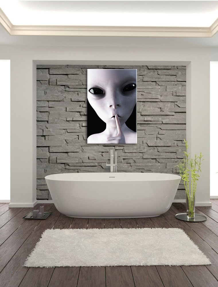 Pixxprint Alien - Nicht reden als Leinwandbild/Grösse: 100x70 cm/Wandbild/Kunstdruck/fertig bespannt