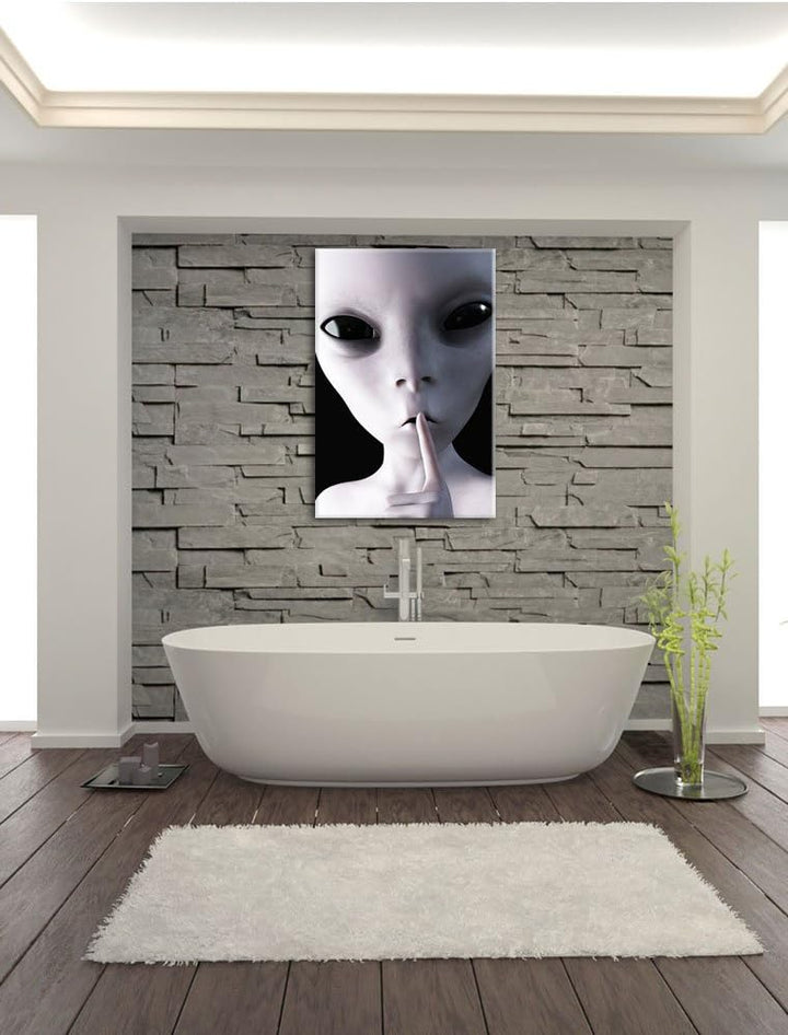 Pixxprint Alien - Nicht reden als Leinwandbild/Grösse: 100x70 cm/Wandbild/Kunstdruck/fertig bespannt