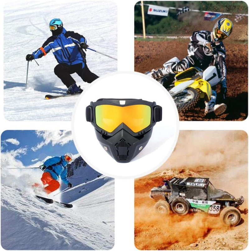 Baceyong Motorradbrille Motocross Motorradbrille Abnehmbare Brille UV-Schutz Skifahren Radfahren Jet