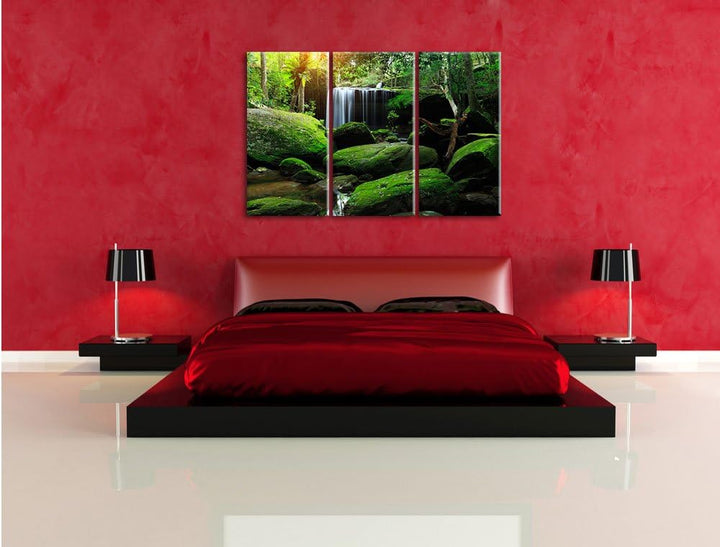 Pixxprint Regenwald in Thailand als Leinwandbild - Grösse: 3-Teilig (120x80cm) - Wandbild - Kunstdru