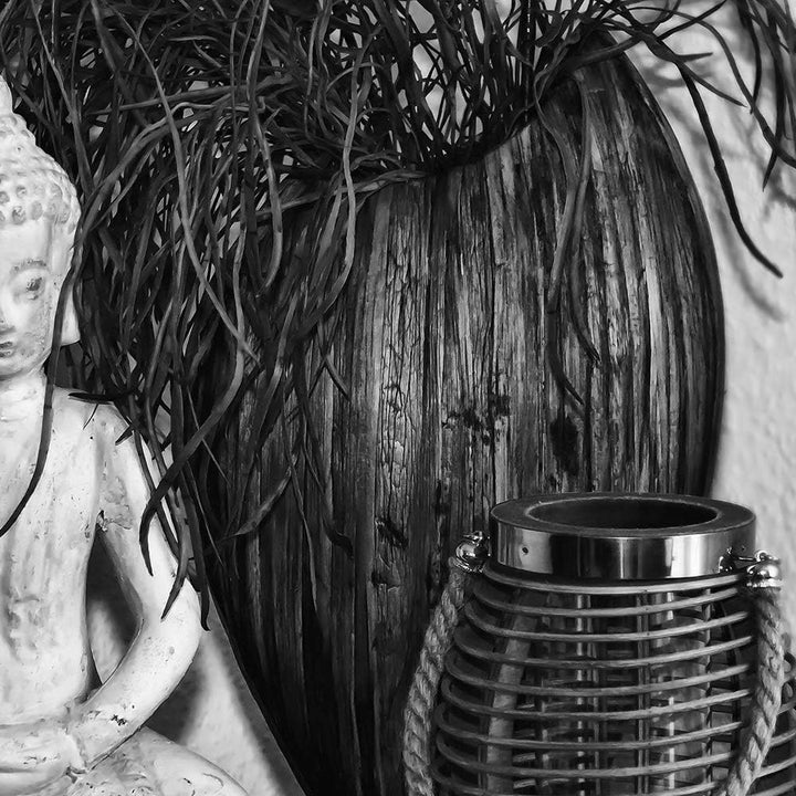 Feeby Wandbild XXL 5 tlg Buddha Deco Panel Bild Statue Pflanze Schwarzweiss 300x140 cm Deco panel 30