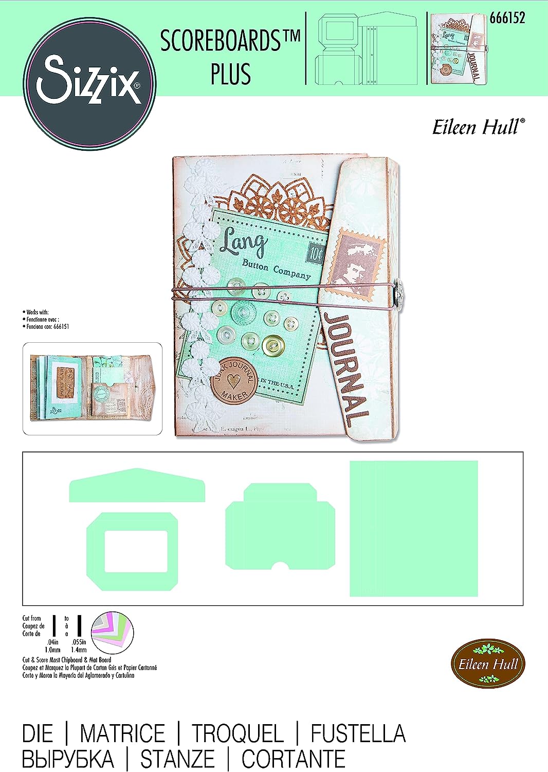 Sizzix ScoreBoards Plus Die Frame Pocket Journal von Eileen Hull | 666152 | Steel-Rule Stanzschablon