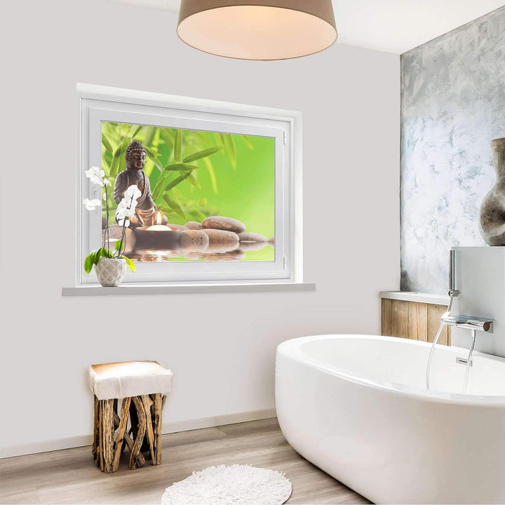 Fensterdeko I Sichtschutz Fenster-Sticker Selbsthaftend I Dekofolie für Bad, Küche, Kinderzimmer - W