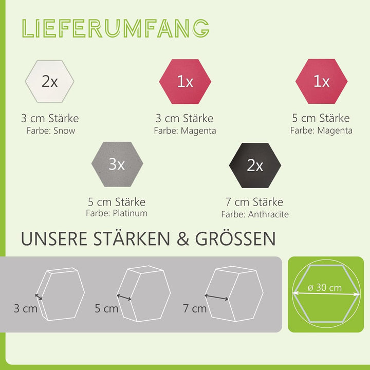 platino24 Akustikpaneele 9 Elemente Edition LOFT 3D I Ø 300mm Akustikplatten Schalldämmung Wand & De