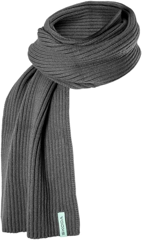 Skoda 000084303N8XP Winter-Set Mütze Schal Strickmütze Strickschal, grau