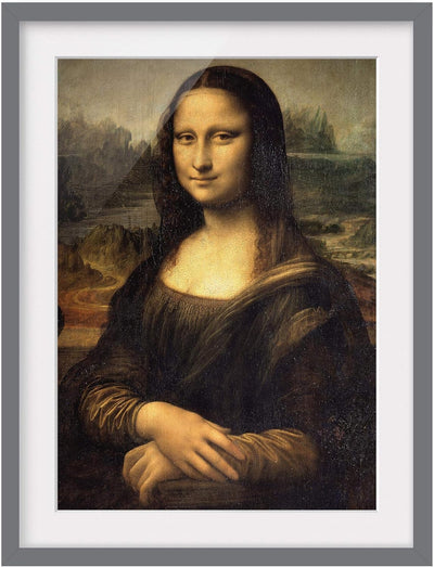 Bild mit Rahmen - Leonardo da Vinci - Mona Lisa - Rahmenfarbe Grau, 70 x 50 cm 70cm x 50cm Grau, 70c