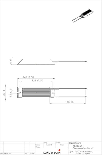 Bremswiderstand für Parker AC10, 3Ph-400V, 0,2...0,75kW - 145Ohm/100W