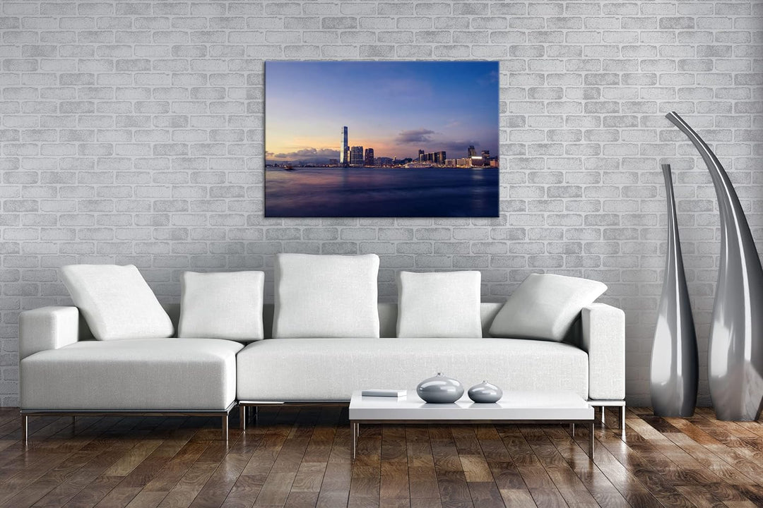 deyoli Küste von Hong Kong Format: 80x60 als Leinwand, Motiv fertig gerahmt auf Echtholzrahmen, Hoch