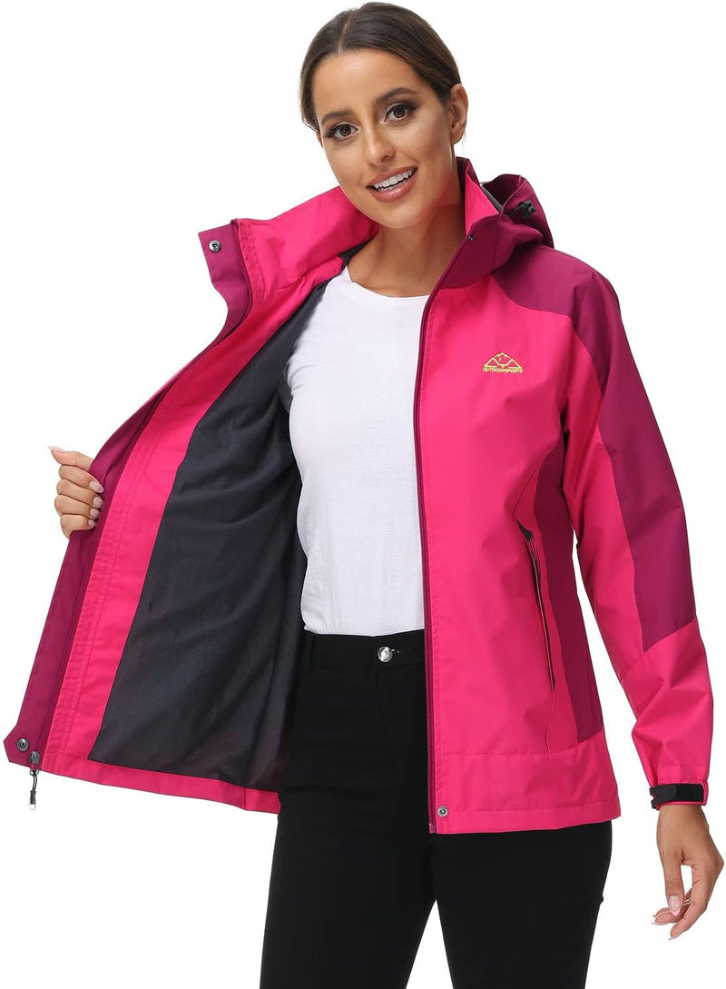 YSENTO Damen Outdoor Wanderjacke Wasserdicht Übergangsjacke Leicht Atmungsaktie Regenjacke Funktions