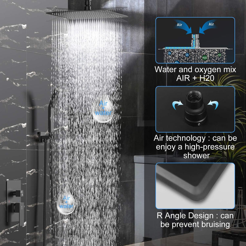 Rainsworth 12 Zoll Luxus Regendusche Anti-Kalk Regen Edelstahl Duschkopf Regendusche Quadratischer E