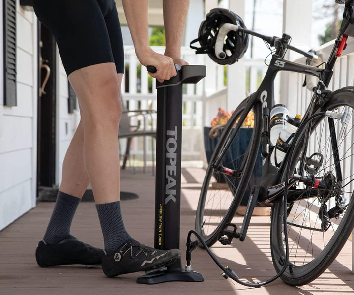 Topeak Joe Blow Twin Turbo Fusspumpe für Erwachsene, Unisex, Schwarz, Einheitsgrösse
