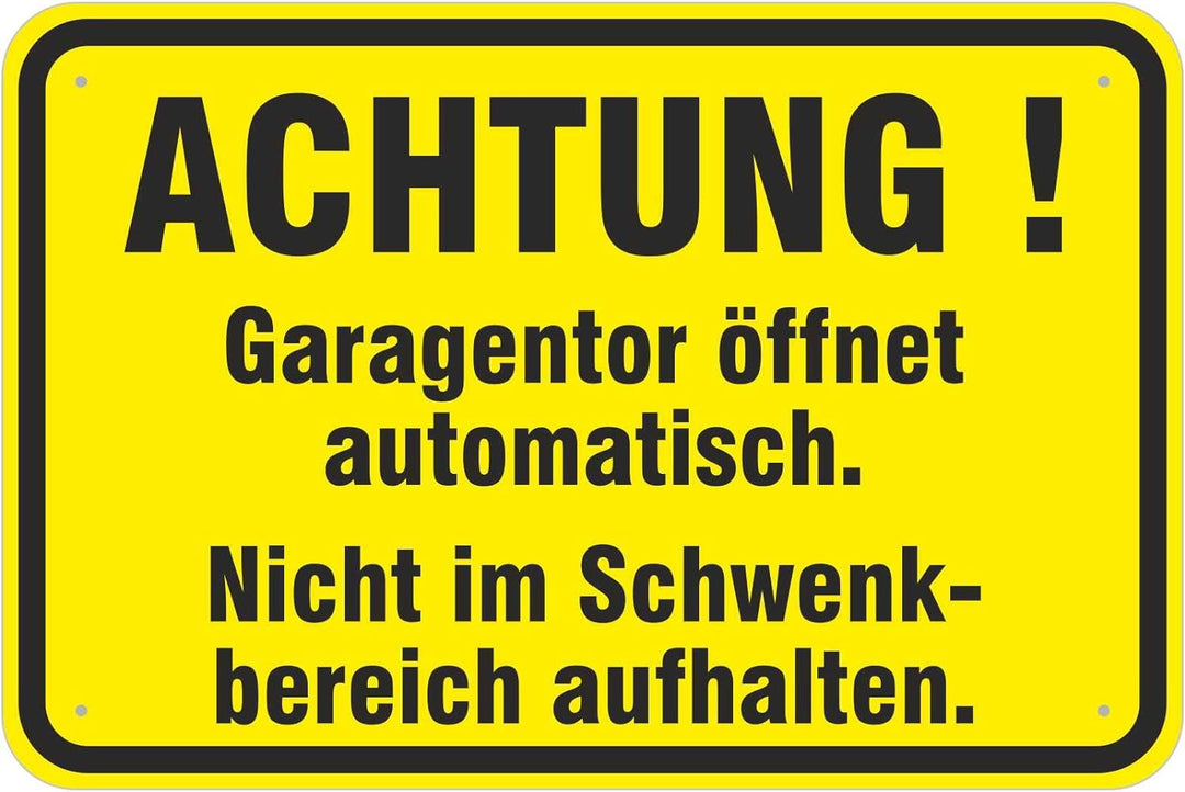 Schild Garagentor öffnet automatisch 400 x 600 mm aus Aluminium-Verbundmaterial 3mm stark Schild 40