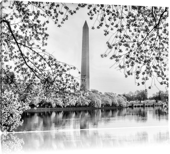 Pixxprint Monocrome, Jefferson Memorial, Format: 100x70 auf Leinwand, riesige Bilder fertig gerahmt